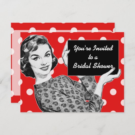 Vrouw van 1950 met Vrijgezellenfeest voor gebarent Kaart (Voorkant / Achterkant)