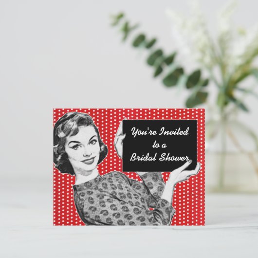 Vrouw van 1950 met Vrijgezellenfeest voor gebarent Kaart (Staand voorkant)