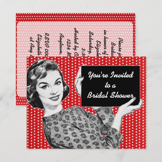 Vrouw van 1950 met Vrijgezellenfeest voor gebarent Kaart (Voorkant / Achterkant)