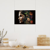 Vrouw van bladeren en bloemen poster (Keuken)
