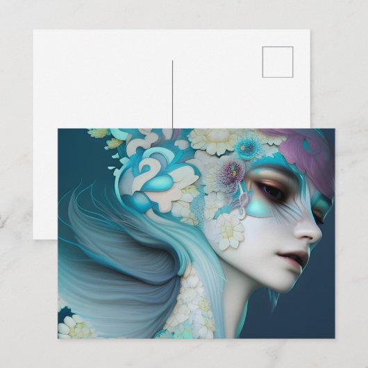 Vrouw van de bloemen briefkaart (Voorkant / Achterkant)