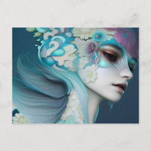 Vrouw van de bloemen briefkaart