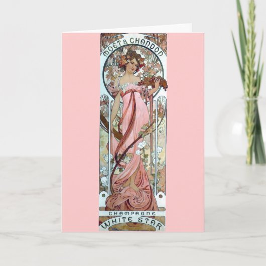 vrouw van de de sterchampagne van het muchaart kaart (Voorkant)