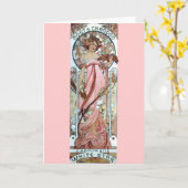 vrouw van de de sterchampagne van het muchaart kaart (Gele Bloem)