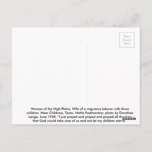 Vrouw van de Hoge Gebieden Briefkaart (Achterkant)