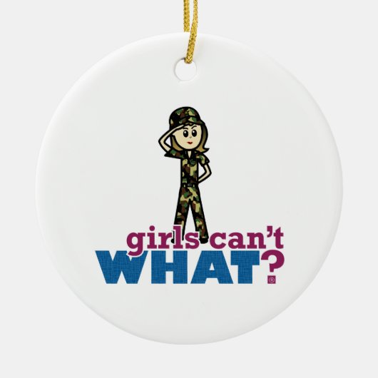 Vrouw van de luchtmacht keramisch ornament (Voorkant)