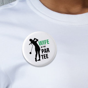 Vrouw van de Par Tee Groen & Wit Ronde Button 3,2 Cm