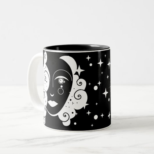 Vrouw van de sterren Monogram Tweekleurige Koffiemok (Voorkant links)