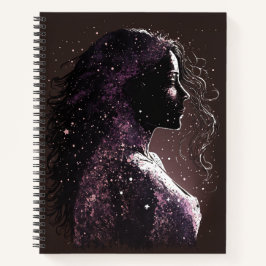 Vrouw van de sterren Paars en Bruine Grote Softcov Notitieboek