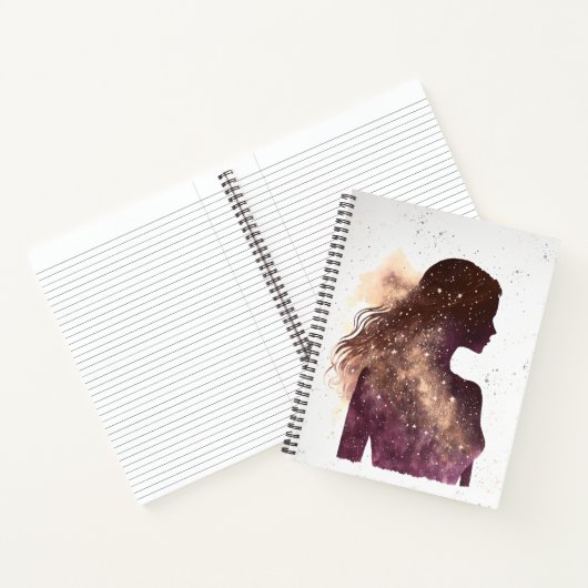 Vrouw van de sterren Paars en Bruine Grote Softcov Notitieboek (Binnen)