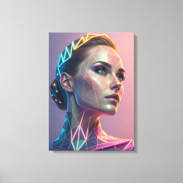 Vrouw van de Toekomst Futuristische Geometrische  Canvas Afdruk