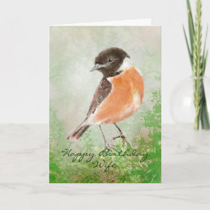 Vrouw van de Verjaardag van de Vogel van Stonechat Kaart