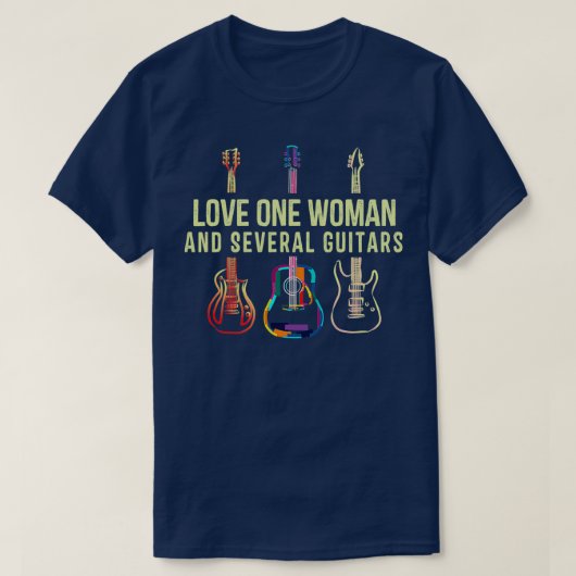 Vrouw van één vrouw en meerdere gitaren t-shirt (Design voorkant)