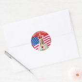 Vrouw van Fatima USA VLAG Gezegende Moeder Ronde Sticker (Envelop)