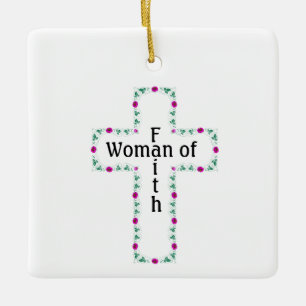 Vrouw van geloof keramisch ornament