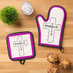 Vrouw van geloof ovenwant & pannenlap set