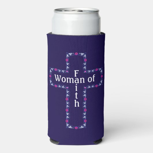 Vrouw van geloof seltzer blikjeskoeler (Seltzer Achterkant)