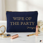 Vrouw van het feest Aangepaste naam Navy Goud Etui