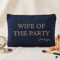 Vrouw van het feest Aangepaste naam Navy Goud