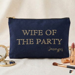 Vrouw van het feest Aangepaste naam Navy Goud Etui