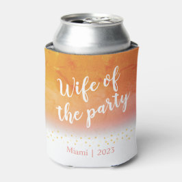 Vrouw van het feest Oranje Glitter vrijgezellenfee Blikjeskoeler