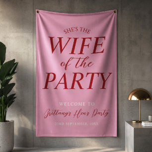 Vrouw van het Feest Roze Kip Feest Verwelkoming  Spandoek