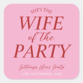 Vrouw van het feest Roze kippenfeestje Vierkante Sticker (Voorkant)