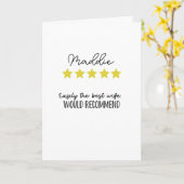 Vrouw van het jaar...5 sterren. grappige kaart (Gele Bloem)