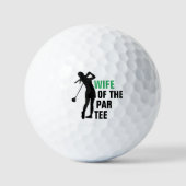 Vrouw van het Par T-shirt Groen & Wit Golfballen (Voorkant)