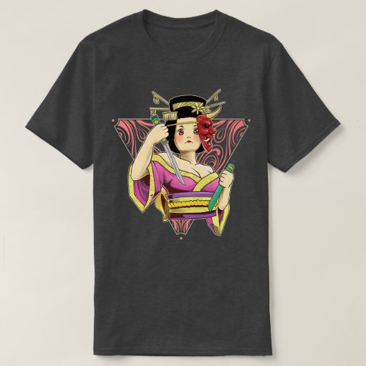 Vrouw van het Samurai Demonmasker van de Japanse C T-shirt (Design voorkant)