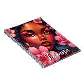  vrouw van kleur roze bloemen gepersonaliseerd notitieboek (Rechterzijde)