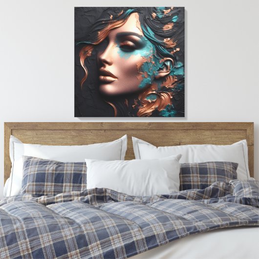 Vrouw van Koper - AI Creatie Canvas Afdruk (Insitu (Slaapkamer))