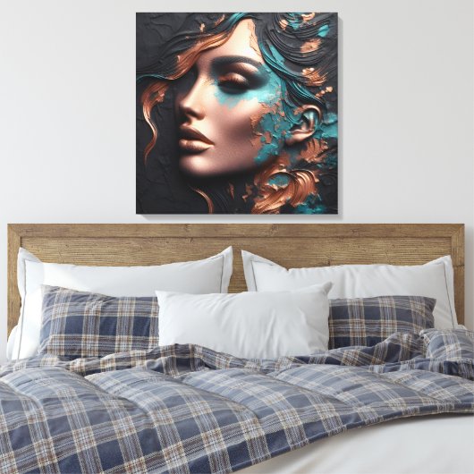 Vrouw van Koper - AI Creatie Canvas Afdruk (Insitu (Slaapkamer))