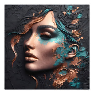 Vrouw van Koper - AI Creatie Foto Afdruk