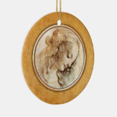 Vrouw van Leonardo-da Vinci, tekentornament Keramisch Ornament (Rechts)