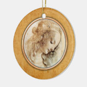 Vrouw van Leonardo-da Vinci, tekentornament Keramisch Ornament (Links)