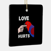 Vrouw van Love Hurts Eclectus Parrot Keramisch Ornament (Rechts)