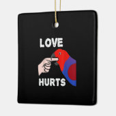 Vrouw van Love Hurts Eclectus Parrot Keramisch Ornament (Links)