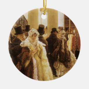 Vrouw van Mode door Tissot,  Victoriaans Kunst Keramisch Ornament