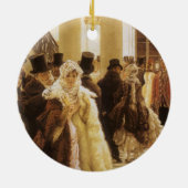 Vrouw van Mode door Tissot, Victoriaans Kunst Keramisch Ornament (Achterkant)