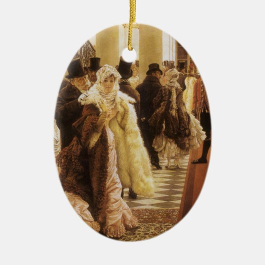 Vrouw van Mode door Tissot,  Victoriaans Kunst Keramisch Ornament (Voorkant)