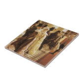 Vrouw van Mode door Tissot,  Victoriaans Kunst Tegeltje (Zijkant)