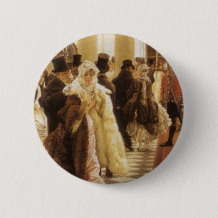 Vrouw van Stand by Tissot, Vintage Victoriaanse Ku Ronde Button 5,7 Cm