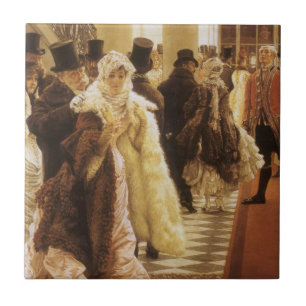 Vrouw van Stand by Tissot, Vintage Victoriaanse Ku Tegeltje