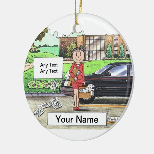 Vrouw van verkoper keramisch ornament (Links)