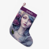 Vrouw van WinterFloral en sneeuw gepersonaliseerd Kleine Kerstsok (Voorkant (Hangend))