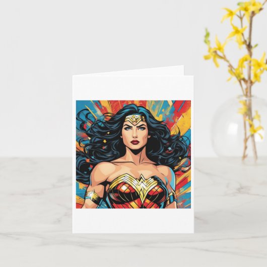 Vrouw van Wonder Sticker Kaart (Gele Bloem)