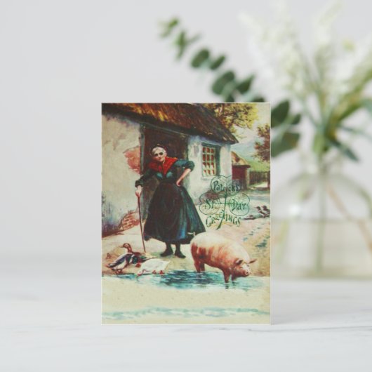 Vrouw Varken Ducks St Patrick's Day Kaart (Staand voorkant)