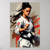 Vrouw vecht, Karate, Martial Art, Minimalisme, Poster (Voorkant)