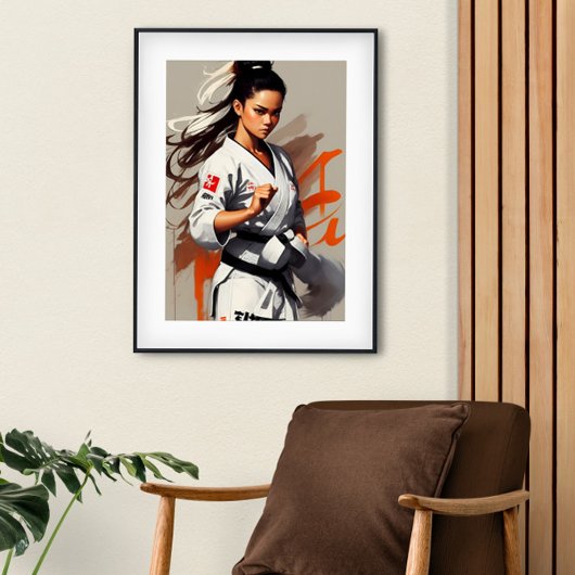 Vrouw vecht, Karate, Martial Art, Minimalisme, Poster